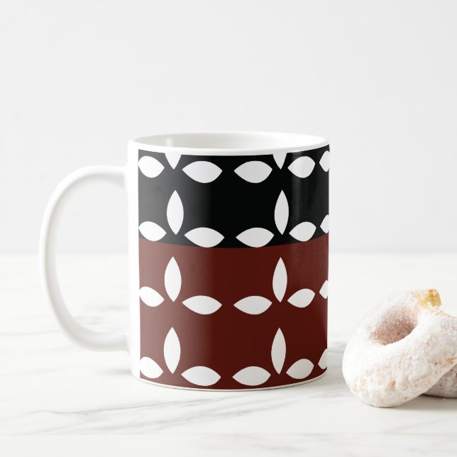 Colourful Geometric Floral Stripes  Coffee Mug (With Donut)