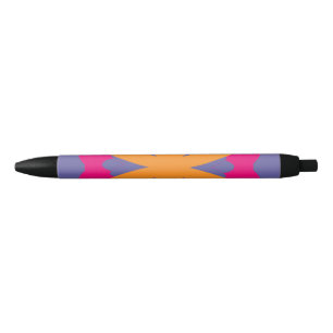 Colourful Geometric Flower Design Black Ink Pen