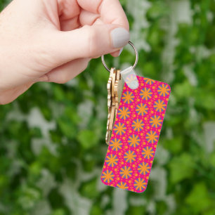 Colourful Geometric Flower Design Keychain