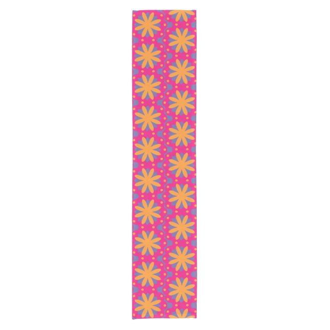 Colourful Geometric Flower Design Short Table Runner (Front)