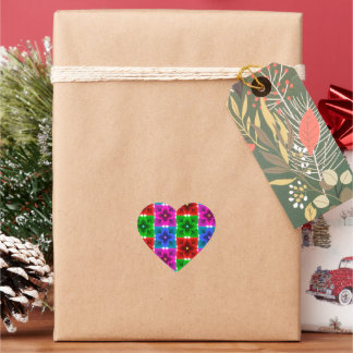 Colourful Geometric Flower Seamless Pattern, Bold  Heart Sticker