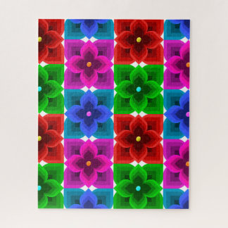 Colourful Geometric Flower Seamless Pattern, Bold  Jigsaw Puzzle