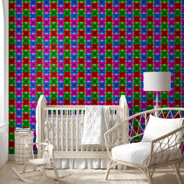 Colourful Geometric Flower Seamless Pattern, Bold  Wallpaper (Kids)