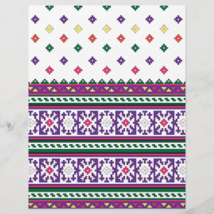 Colourful Geometric Folk Art design with flowers
