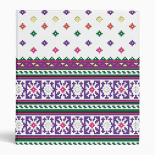 Colourful Geometric Folk Art design with flowers Binder