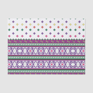 Colourful Geometric Folk Art design with flowers Tissue Paper