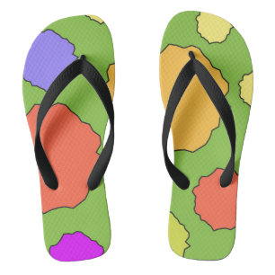 Colourful Geometric funky retro circles Flip Flops