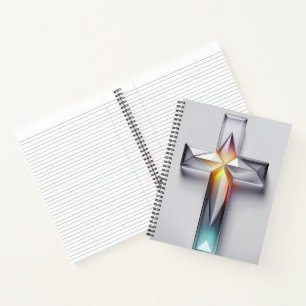 Colourful Geometric Gemstone Christian Cross Notebook