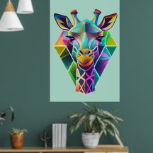 Colourful Geometric Giraffe Head