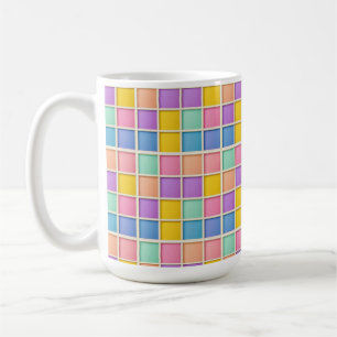 Colourful Geometric Grid Panel Coffee Mug