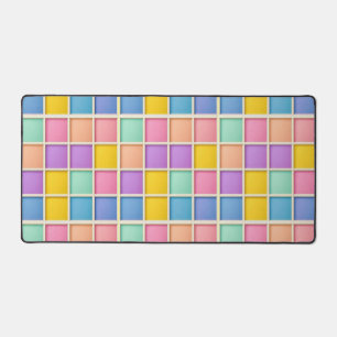 Colourful Geometric Grid Panel Desk Mat
