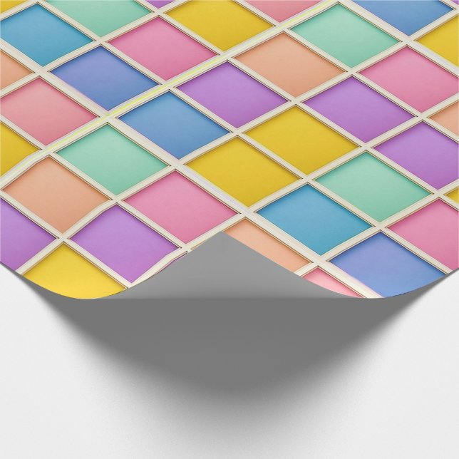 Colourful Geometric Grid Panel Wrapping Paper (Corner)