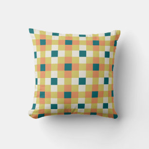 Colourful Geometric Grid Pattern with Retro Palett Throw Pillow