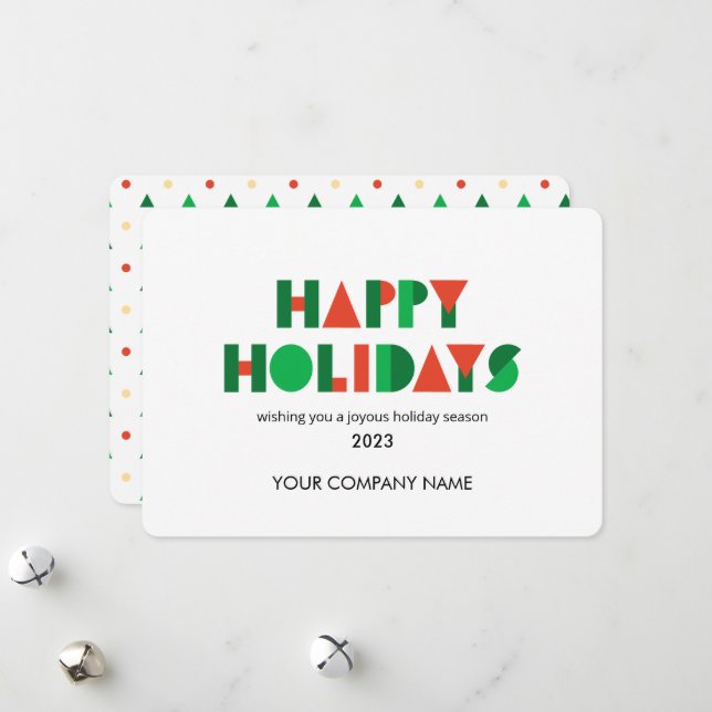 Colourful Geometric Happy Holidays Business  Holiday Card (Front/Back In Situ)