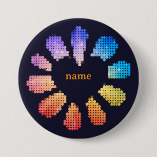 Colourful Geometric Heart Shaped Flower 3 Inch Round Button