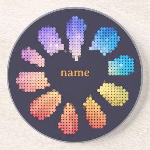 Colourful Geometric Heart Shaped Flower Coaster