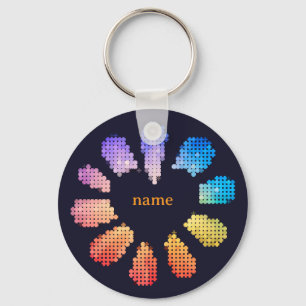 Colourful Geometric Heart Shaped Flower Keychain