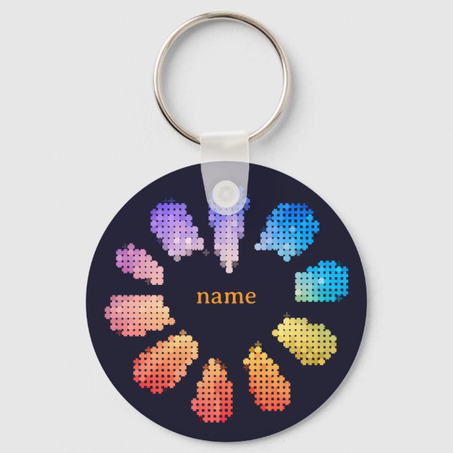 Colourful Geometric Heart Shaped Flower Keychain (Front)