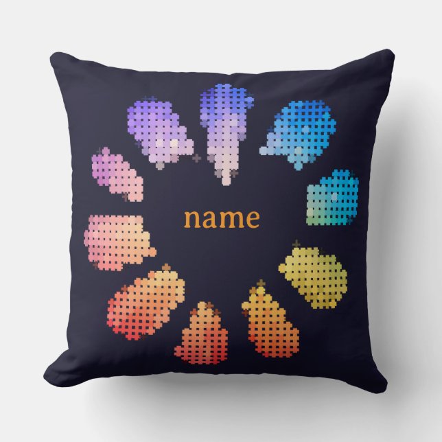 Colourful Geometric Heart Shaped Flower Throw Pillow (Front)