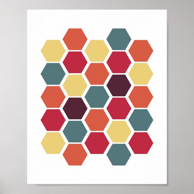 Colourful Geometric Hexagon Wall Art (Front)