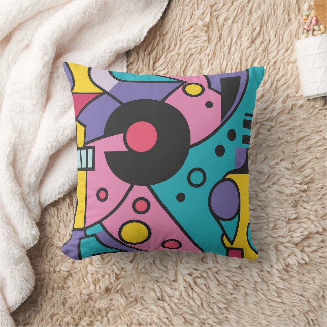Colourful geometric in different colours throw pillow (Blanket)