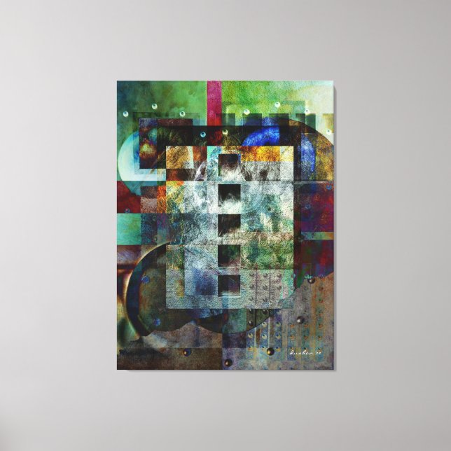 Colourful Geometric Industrial Grunge Art 7 Canvas Print (Front)