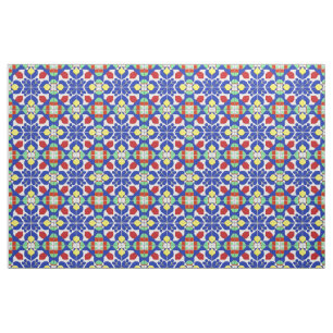 Colourful Geometric Inspired Floral Pattern Fabric