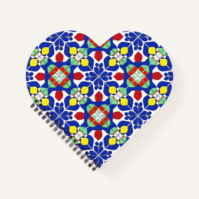 Colourful Geometric Inspired Floral Pattern Notebook (Front)