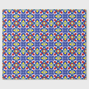 Colourful Geometric Inspired Floral Pattern Wrapping Paper
