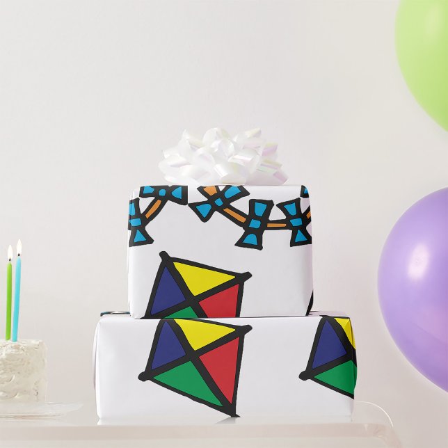 Colourful Geometric Kite with Bow Tail Wrapping Paper (Creator Uploaded)