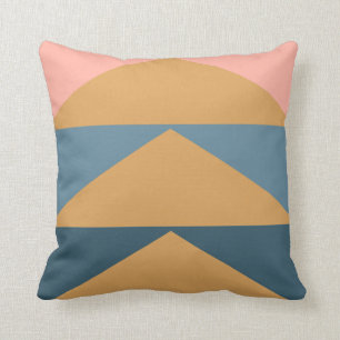Colourful Geometric Large Gold Triangles Design Throw Pillow