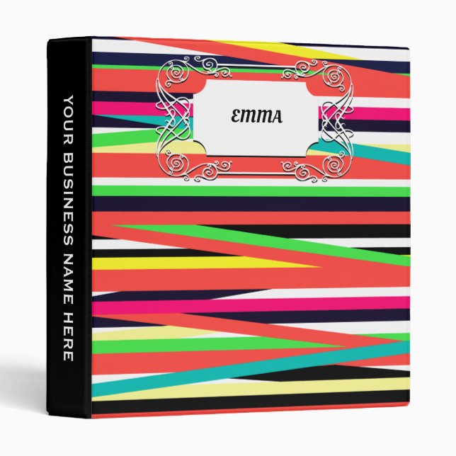 Colourful Geometric Lines Stripes Multi Binder (Front/Spine)