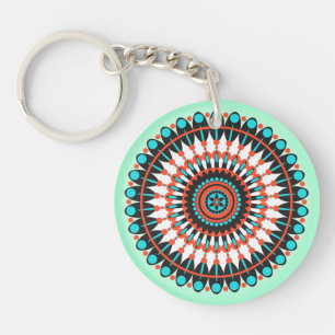 Colourful Geometric Mandala Art-46456 Keychain
