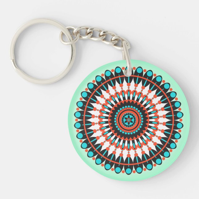 Colourful Geometric Mandala Art-46456 Keychain (Front)