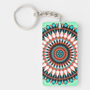 Colourful Geometric Mandala Art-46456 Keychain