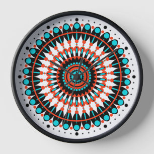 Colourful Geometric Mandala Art-46456 Large Clock