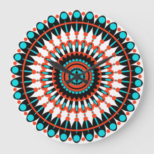 Colourful Geometric Mandala Art-46456 Large Clock