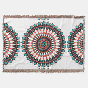 Colourful Geometric Mandala Art-46456 Large Clock Throw Blanket