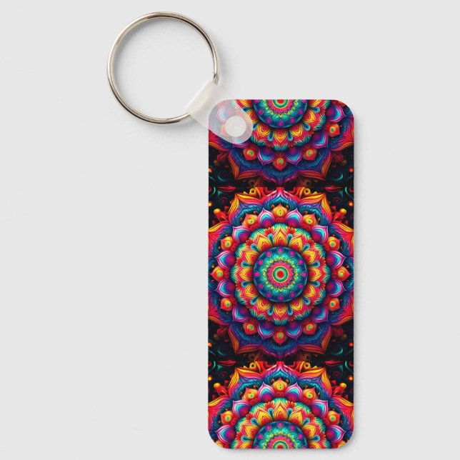 Colourful Geometric Mandala Pattern-342678 Keychain (Front)