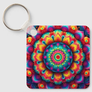 Colourful Geometric Mandala Pattern-342678 Keychain