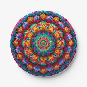Colourful Geometric Mandala Pattern-342678 Paper Plate