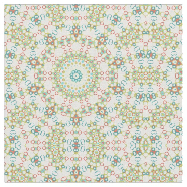 Colourful Geometric Mandala Pattern Fabric (Close Up)