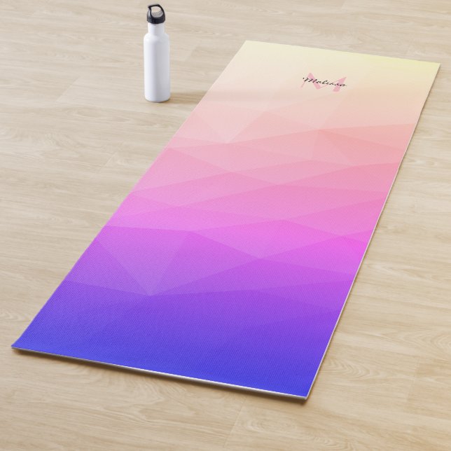 Colourful geometric mesh ombre pattern Monogram Yoga Mat (In Situ)