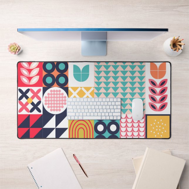 Colourful Geometric Mid Century Funky  Desk Mat (Office 1)