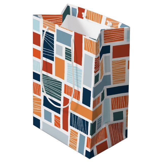 Colourful geometric Mid Century style design Medium Gift Bag (Back Angled)