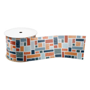 Colourful geometric Mid Century style design Satin Ribbon