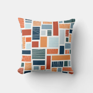 Colourful geometric Mid Century style design Throw Pillow