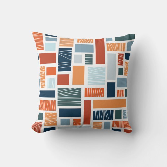 Colourful geometric Mid Century style design Throw Pillow (Front)