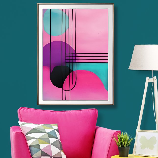 Colourful Geometric Modern Art unframed Poster (Add a pop of color to any room with this minimalist modern art poster.)