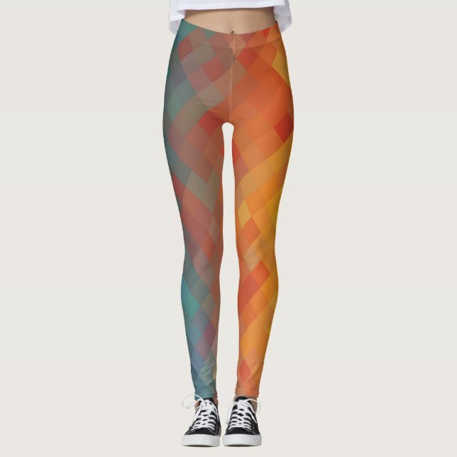 Colourful Geometric Modern Diamond Pattern #4 Leggings (Front)